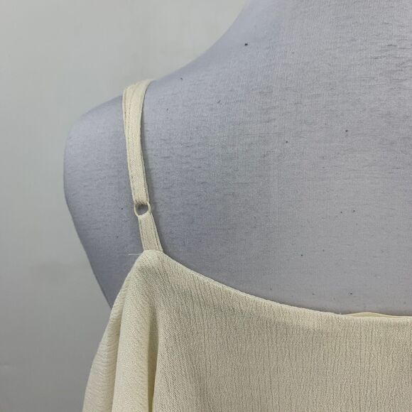 One The Land Tank Top Womens S Small Ivory Ruffle Overlap Cold Shoulder Cami - Picture 6 of 14